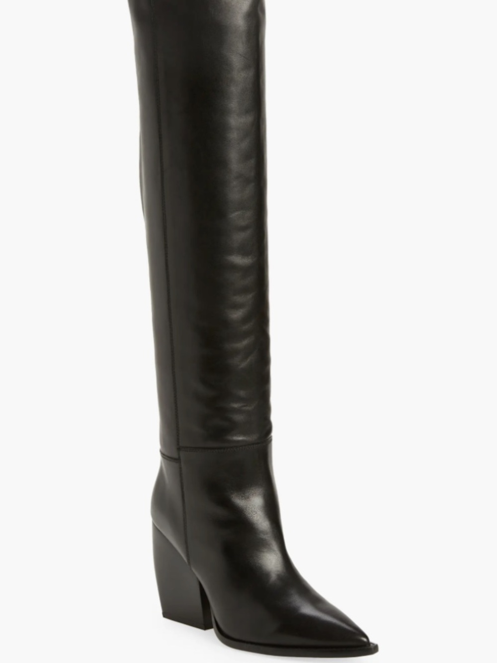 All Saints Reina Black Leather Over the Knee Boots